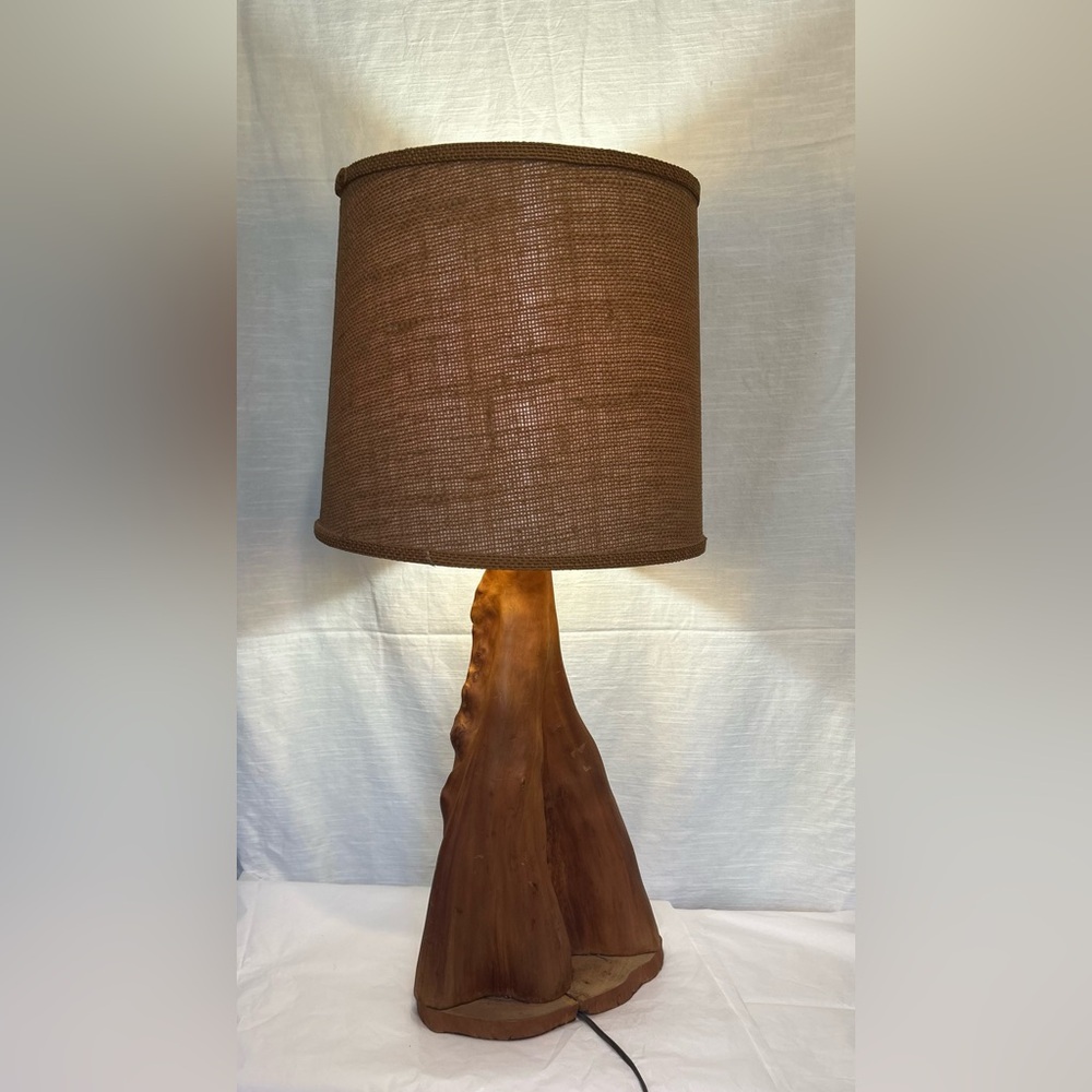 Vintage Mid-Century Modern 1960's Rustic Cyprus Knees Wooden Table Lamp